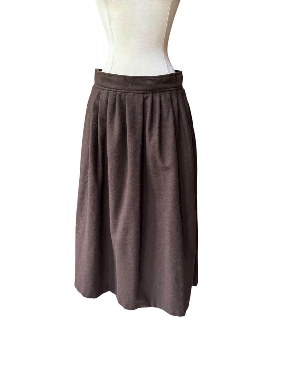 1980s Claude Wool Blend High-Waisted Hip Pockets Skirt